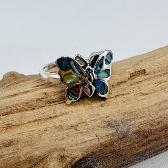 Abalone Butterfly Sterling Silver Ring - Picture 10 of 10